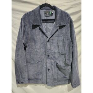 Dockers LARGE Navy Blue Corduroy Button Up Chore Jacket Organic W Pockets